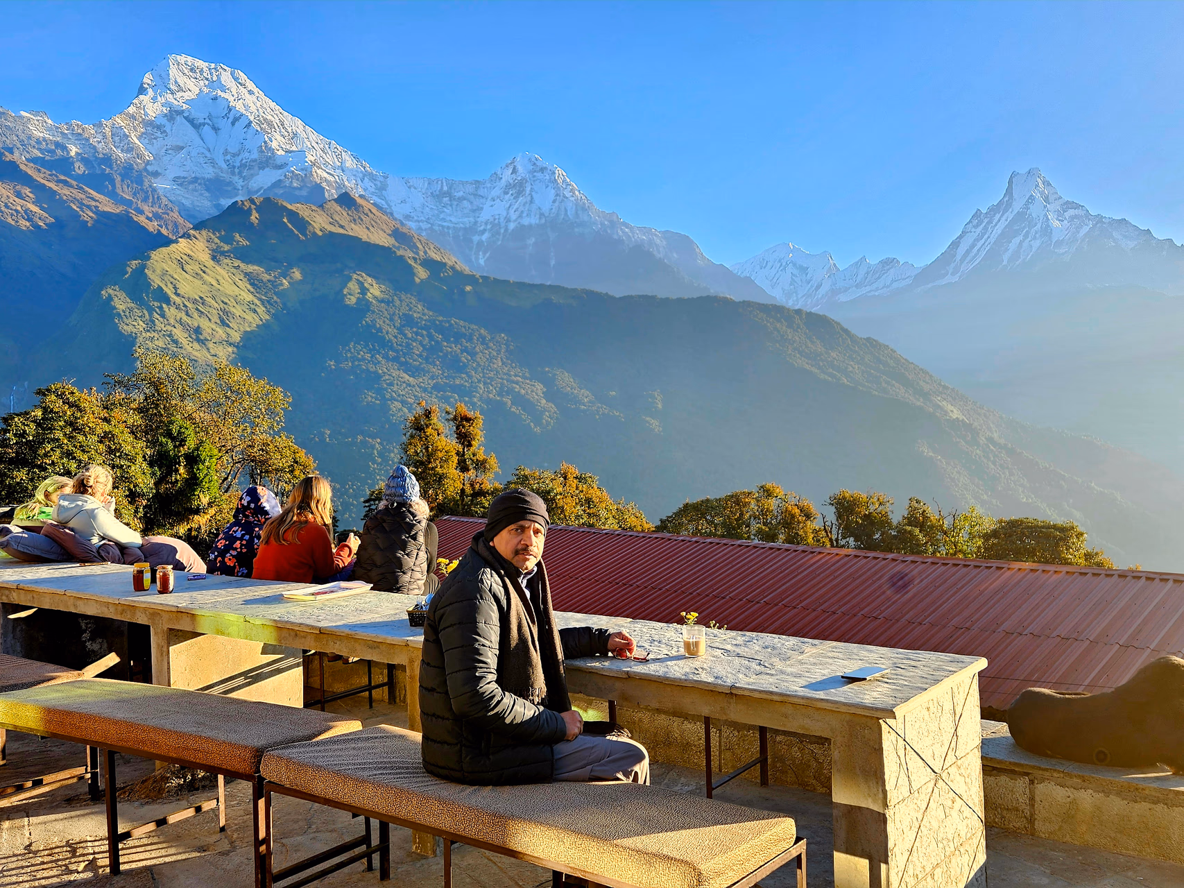 Morning mist rolling across terraced hills
