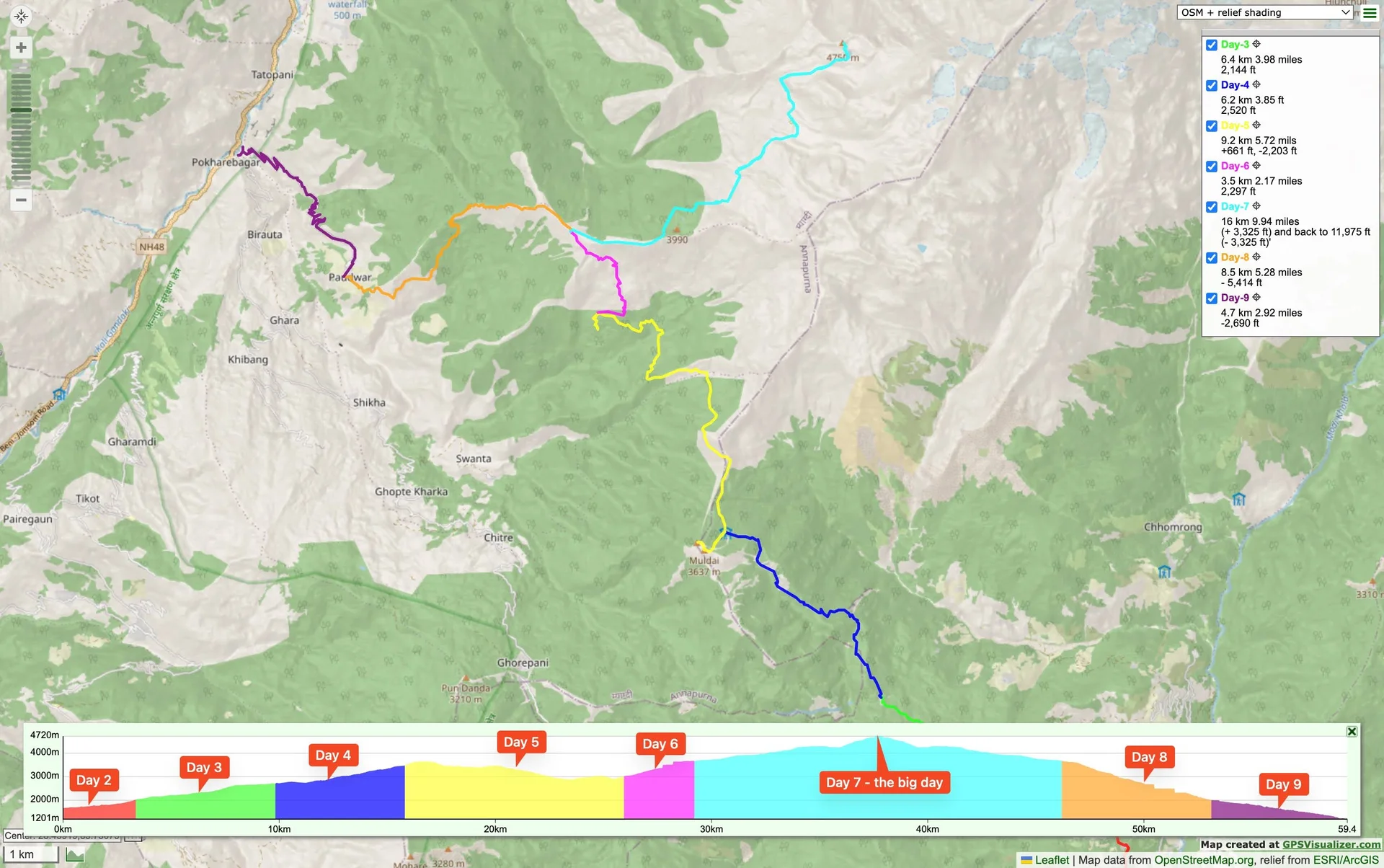 GPS Route Track of Khopra Ridge Trek