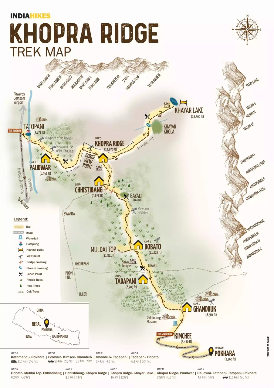 Khopra Ridge Trek Route Map