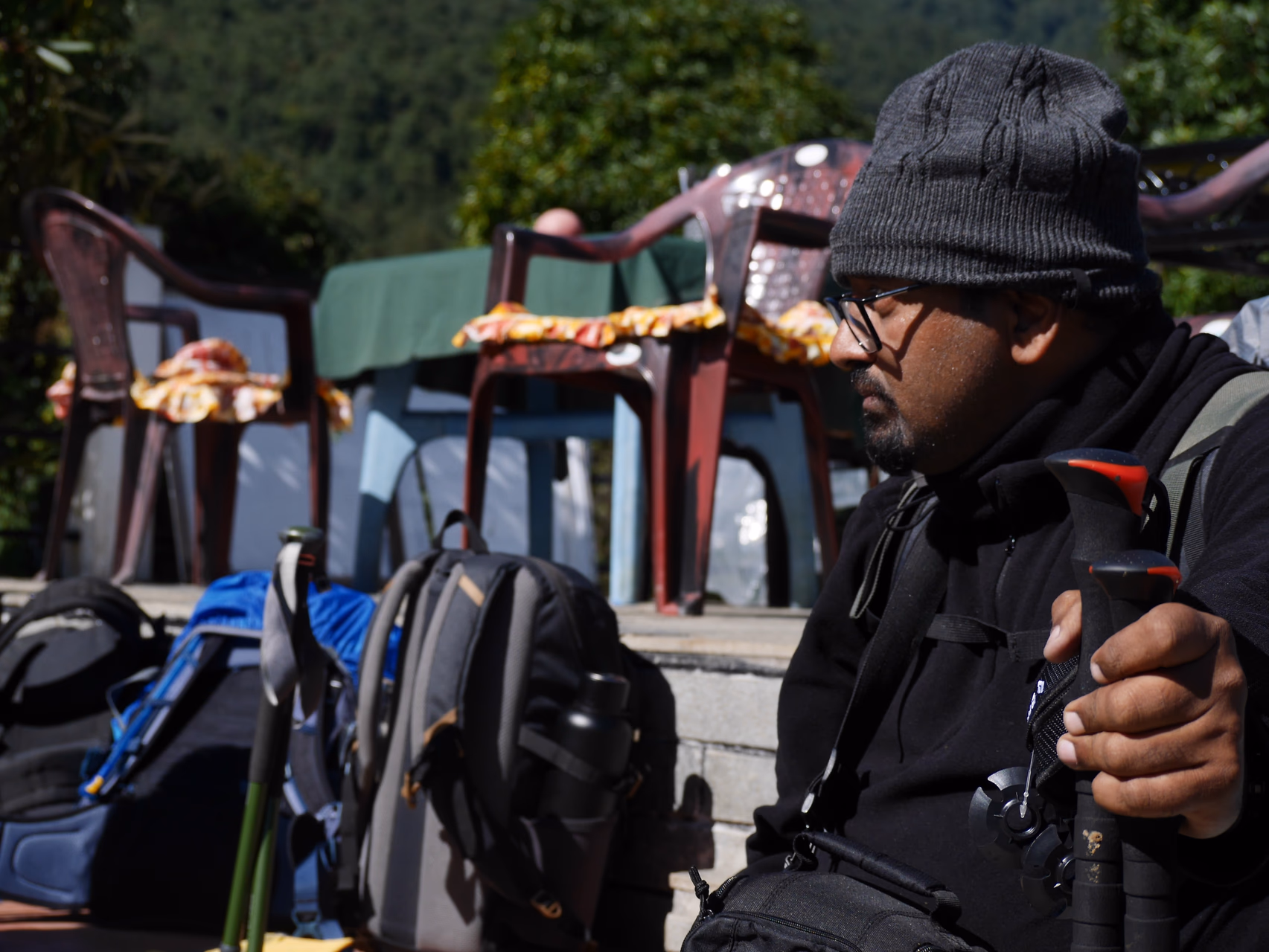 PC contemplating on the trail