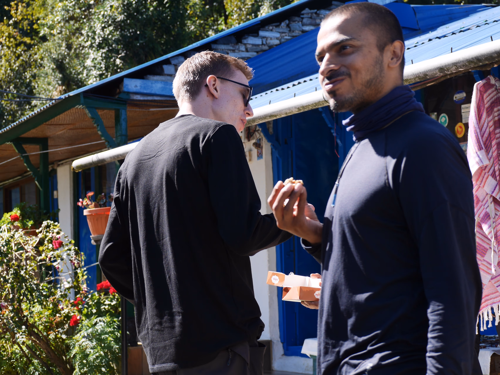 Praveen enjoying a snack