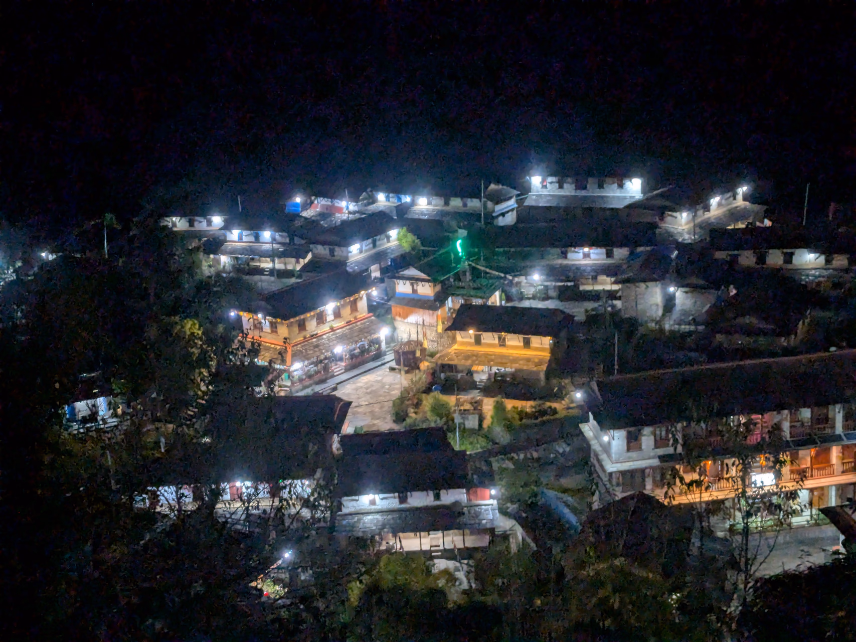 Ghandruk village lights at night