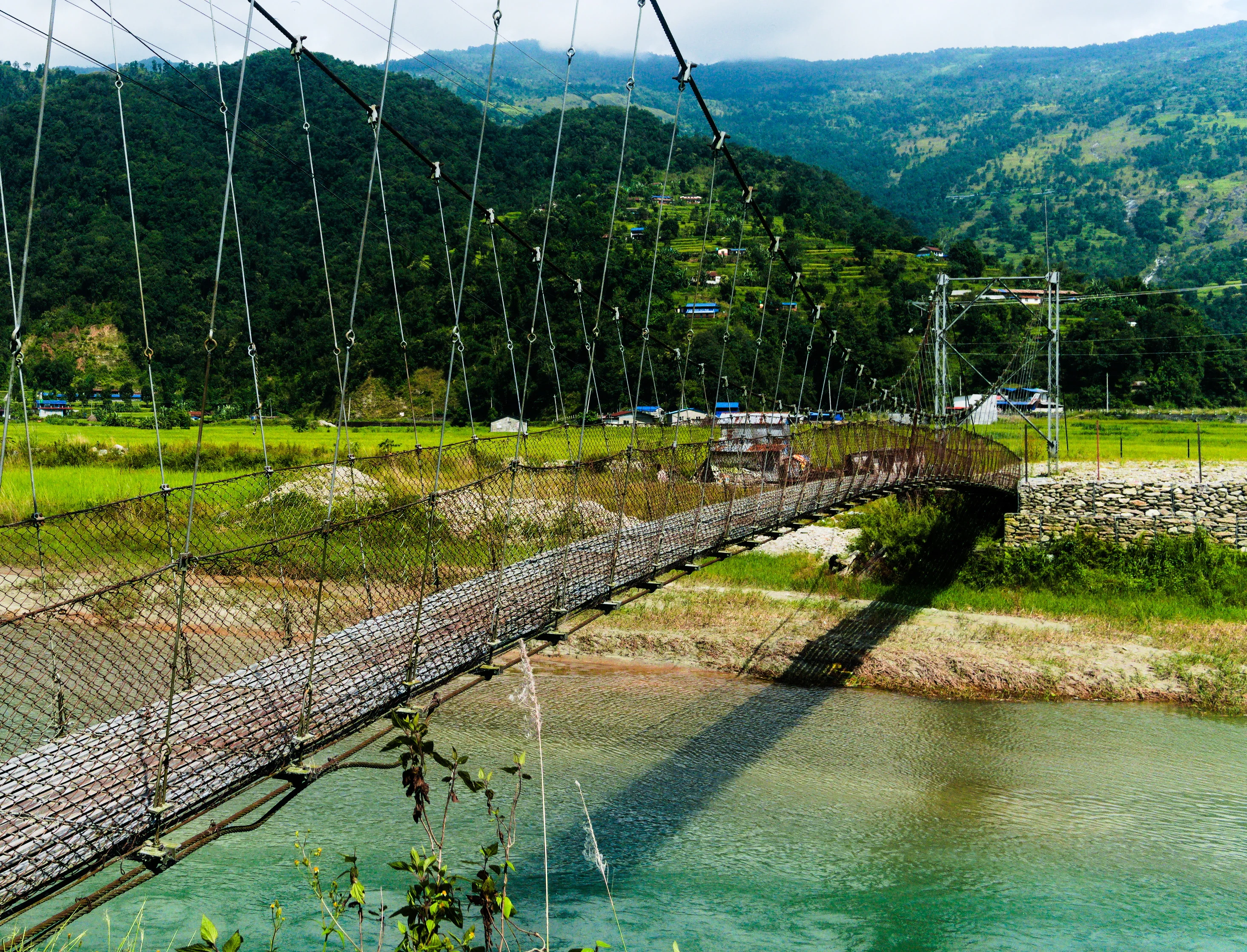 Hanging bridge over the river