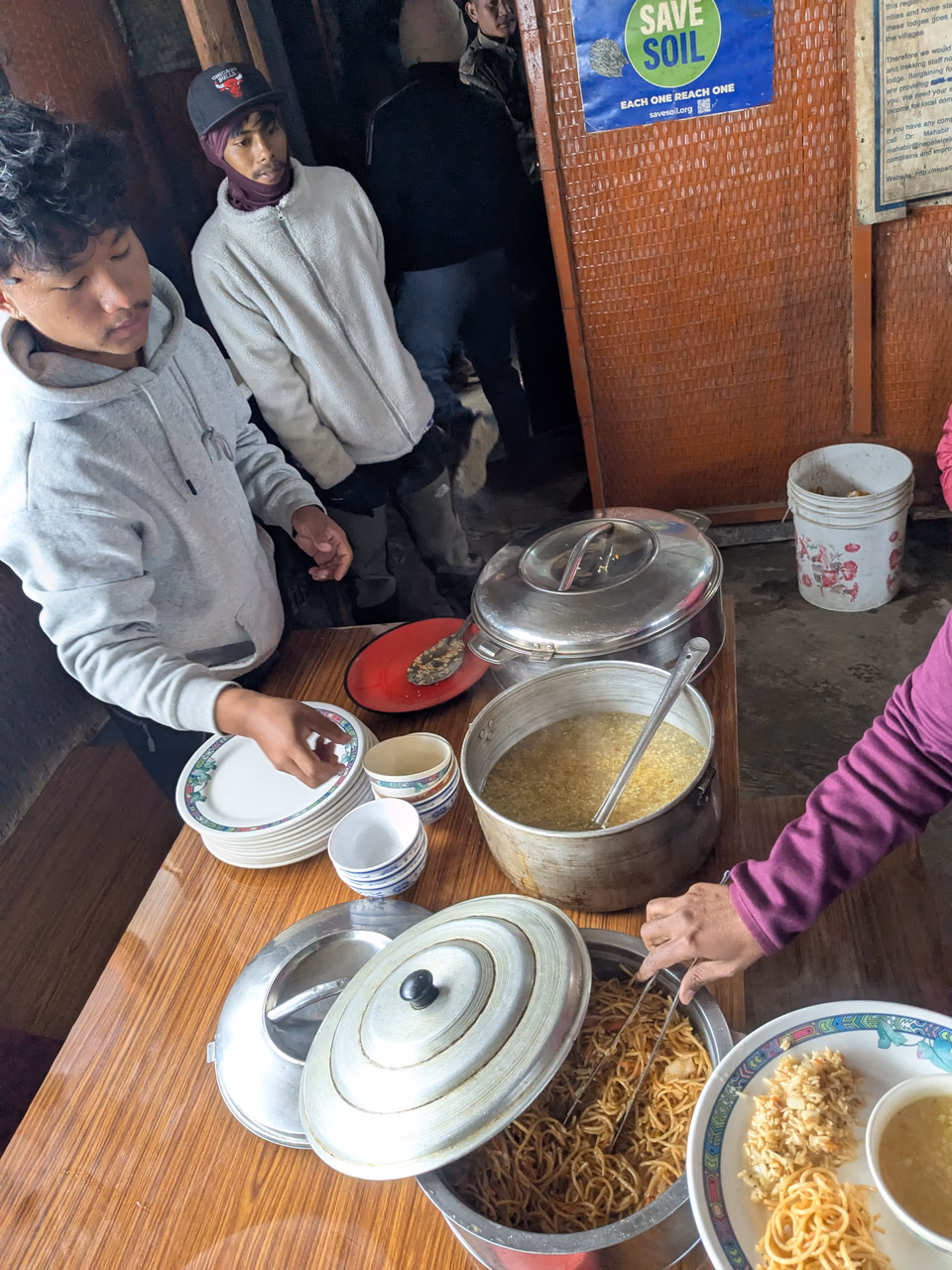 Sherpas serving us food